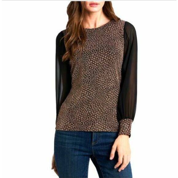 Vince Camuto Animal Print Gold Black Long Sleeve Blouse Plus Size 3x Mob Wife - Picture 8 of 8